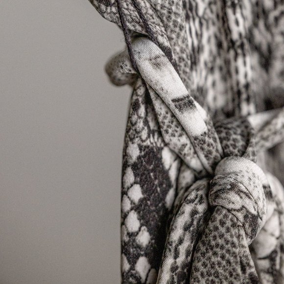 Michael Kors Snakeskin Patchwork Print Belted Dress, Size Large - Picture 8 of 12